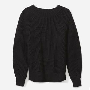 Everlane - Black Texture Cotton Crew Sweater XS